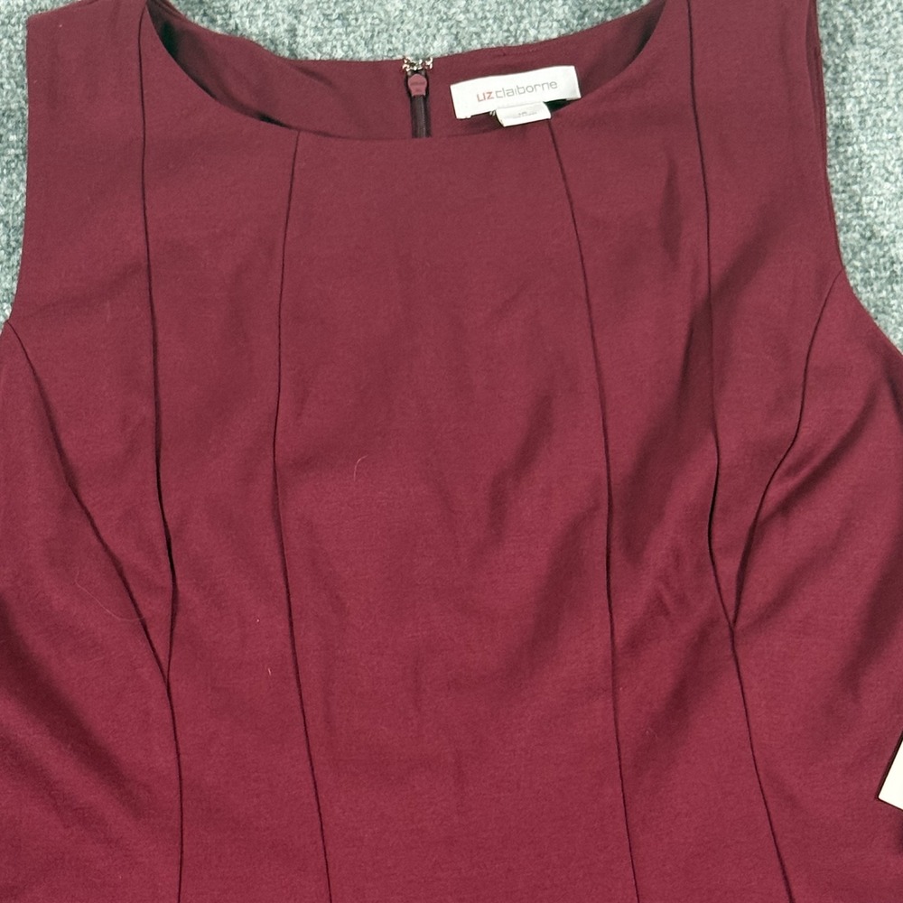 Liz Claiborne Dress Womens 16 Burgundy Passion Sleeveless Fit Flare NWT